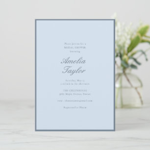 Invitación Chorro Nupcial Clásico Minimalista de Tinta Azul S