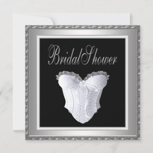 Invitación Chorro Nupcial Corsé Negro Blanco