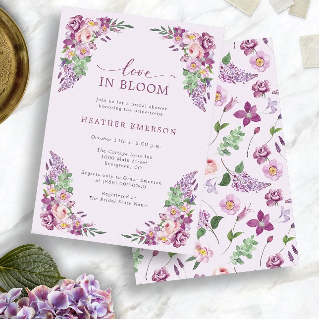 Invitación Chorro Nupcial de Amor Lavanda (Lavender Love Bridal Shower Invitation
)
