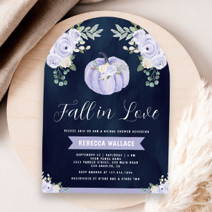Invitación Chorro Nupcial de Calabaza Lavanda Rosas Azul Mari