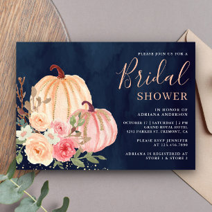 Invitación Chorro Nupcial de Flor de Melocotón Rosa Calabaza