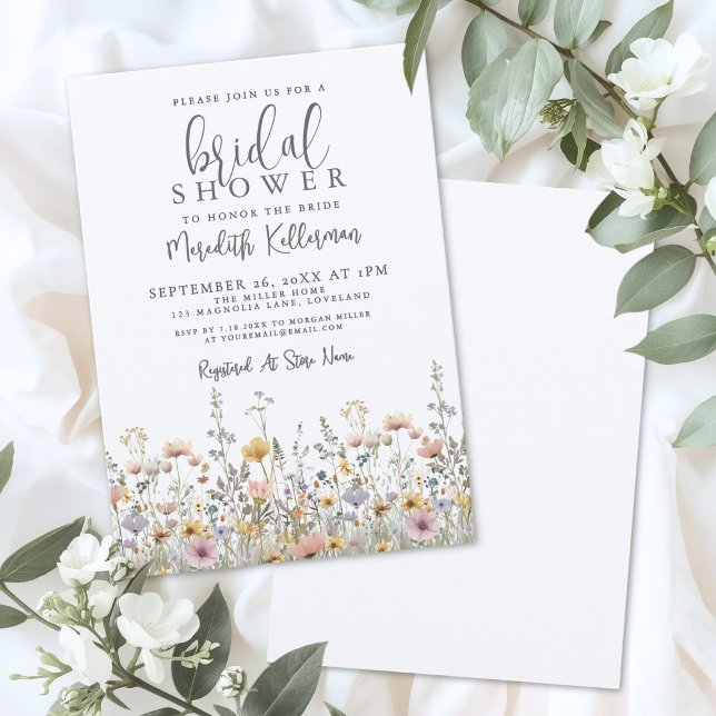 Invitación Chorro Nupcial de Flores Silvestres (Wildflower Floral Bridal Shower Invitation)
