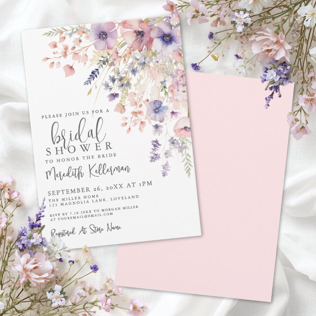Invitación Chorro Nupcial de Flores Silvestres (Wildflower Floral Bridal Shower Invitation)