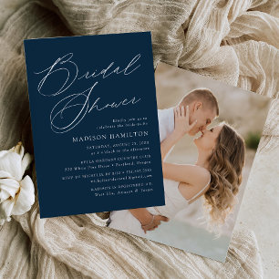 Invitación Chorro Nupcial de Foto Marina con Letra Elegante M