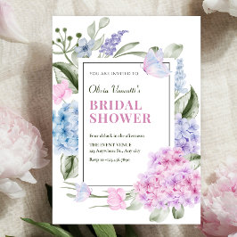 Invitación Chorro nupcial de hortensias florales estéticas