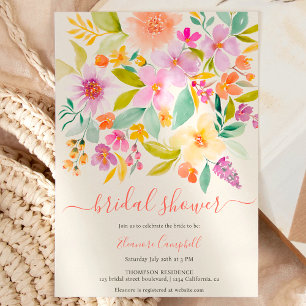 Invitación Chorro nupcial de jardín de verano en acuarela