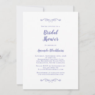 Invitación Chorro Nupcial de Periwinkle Elegante Escritura Mo