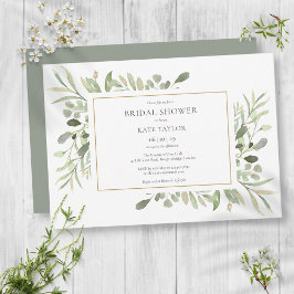 Invitación Chorro Nupcial Elegante con Vegetación en Acuarela