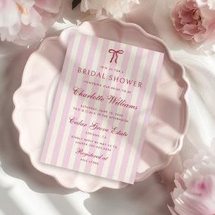 Invitación Chorro Nupcial Elegante de Rayas Rosadas