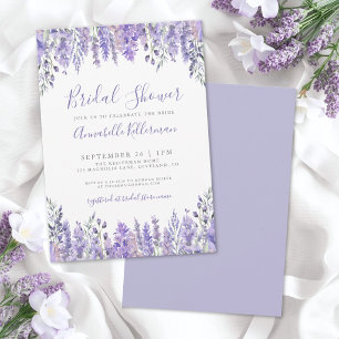 Invitación Chorro Nupcial Floral Acuarela Lavanda Elegante