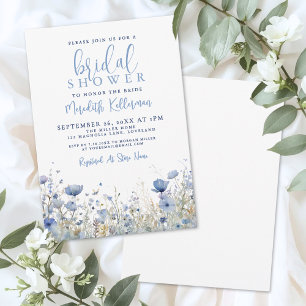Invitación Chorro Nupcial Floral de Flor Silvestre Azul