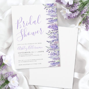 Invitación Chorro Nupcial Floral de Lavanda en Acuarela Elega