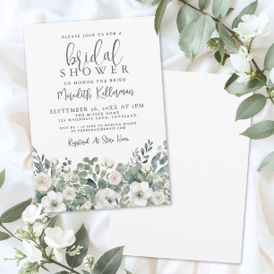 Invitación Chorro Nupcial Floral de Verde de Eucalipto