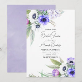 Invitación Chorro Nupcial Pastel Violeta y Floral Ciruela