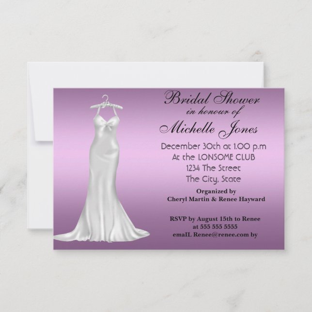 Invitación Chorro Nupcial Púrpura Popular (Anverso)