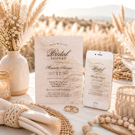 Invitación Chorro Nupcial Rústico Floral Boho Hierba de Pampa