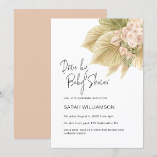 Invitación Chorro Por Boho Floral Pampas Palma Rubor Baby Sho