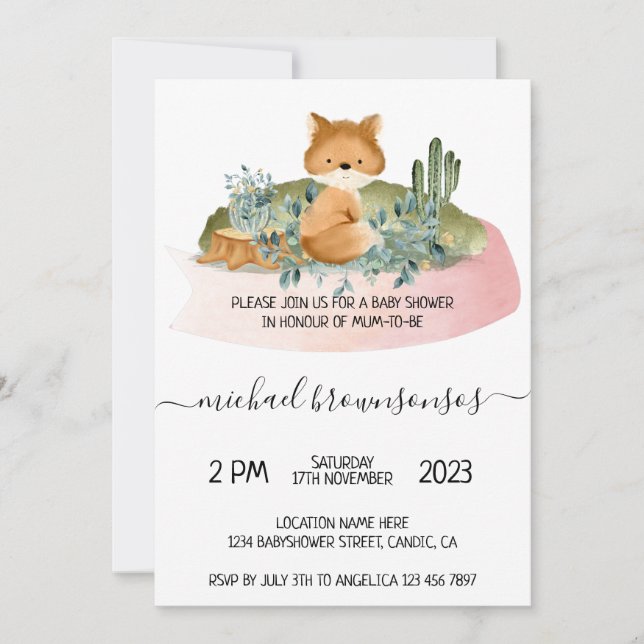 Invitación Chorro Tropical Fiesta de Bebé (Anverso)