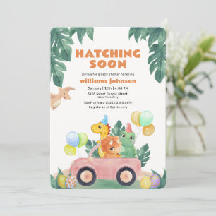 Invitación Chorro Tropical Próximo Dinosaurio Coche Baby Show