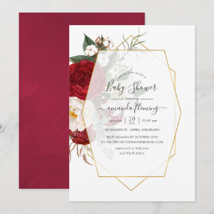 Invitación Chorro y Floral Geométrico Bebé en Camino