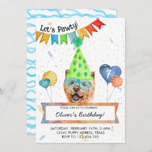 Invitación Chow Chow Deja La Fiesta De Cumpleaños De Los Perr