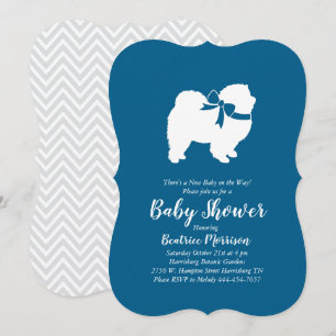 Invitación Chow Chow Dog Baby Shower Boy Blue