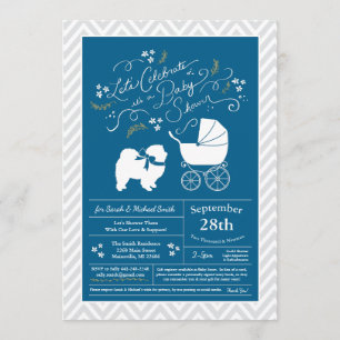 Invitación Chow Chow Perro Baby Shower Boy Blue