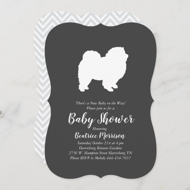 Invitación Chow Chow Perro Baby Shower Neutral (Anverso / Reverso)