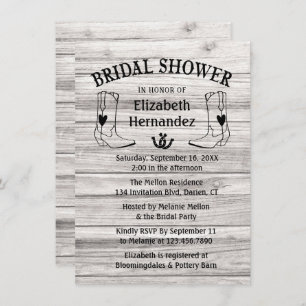 Invitación Chowboy de la ducha de novia occidental bota mader