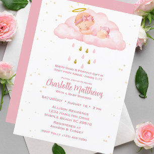 Invitación Christain Religious Heavent Sent Chicas Baby Showe