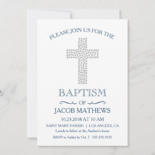 Invitación Christening, Baptism Invitation - Baby Boy Invitac