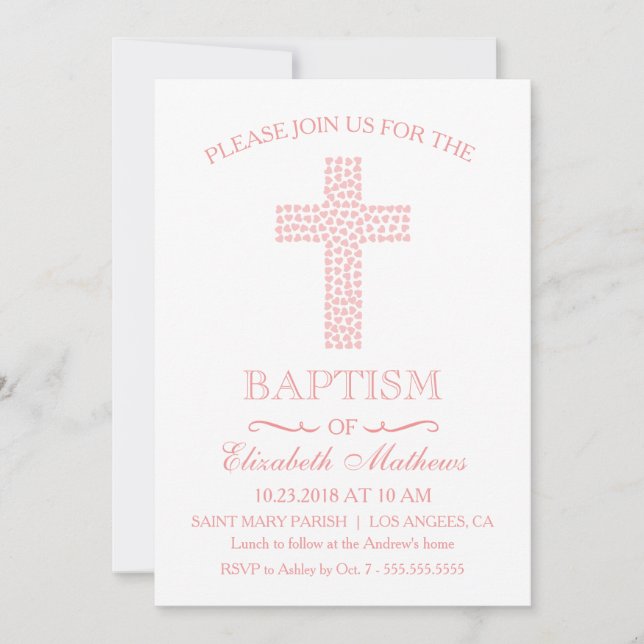 Invitación Christening, Baptism Invitation - Bebé Chica Invit (Anverso)