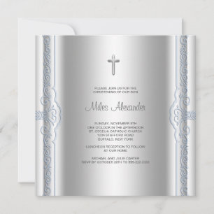 Invitación Christening Blue Baby Boy