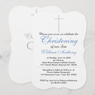 Invitación Christening Cross Blue Inviations