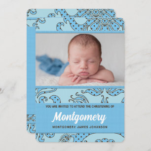 Invitación Christening para Baby Boy Blue y Brown