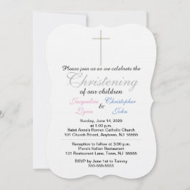 Invitación Christening Pink Blue Twins