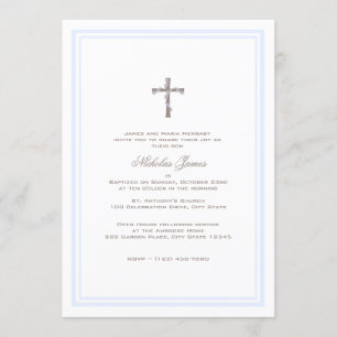 Invitación Christening Soft Blue y Brown