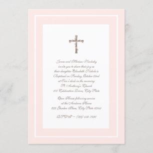 Invitación Christening Soft Pink and Brown