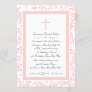 Invitación Christening Soft Pink Paisley