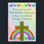 INVITACIÓN CHRISTIAN 80TH BIRTHDAY INVITATION<br><div class="desc">Esta bendecida niña de 80 años está lista para celebrar su 80 cumpleaños. Esta inspiradora dama especial está celebrando los 80 años de bendiciones, milagros y amor de Dios. Disfruta de estas hermosas mariposas de oro, arco iris e invitaciones cruzadas para hacer su fiesta de cumpleaños número 80 mucho más...</div>