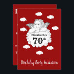 Invitación Christian Cherub Angel Feliz 70 cumpleaños Red<br><div class="desc">Personalizar fácilmente el texto de esta invitación de cumpleaños utilizando la plantilla proporcionada. Parte del rango de cumpleaños "Cherub".</div>