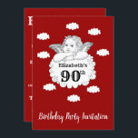 Invitación Christian Cherub Angel Feliz 90 cumpleaños Red<br><div class="desc">Personalizar fácilmente el texto de esta invitación de cumpleaños utilizando la plantilla proporcionada. Parte del rango de cumpleaños "Cherub".</div>