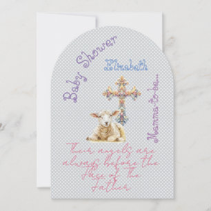 Invitación Christian Grey Mauve Cordero Pastel Cruz Femenina