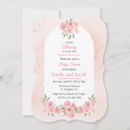 Invitación Christian Rose Floral Baby Girl Shower Invitation