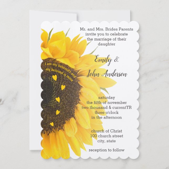 Invitación Christian Soy Mi Querido Boda De Girasol (Anverso)