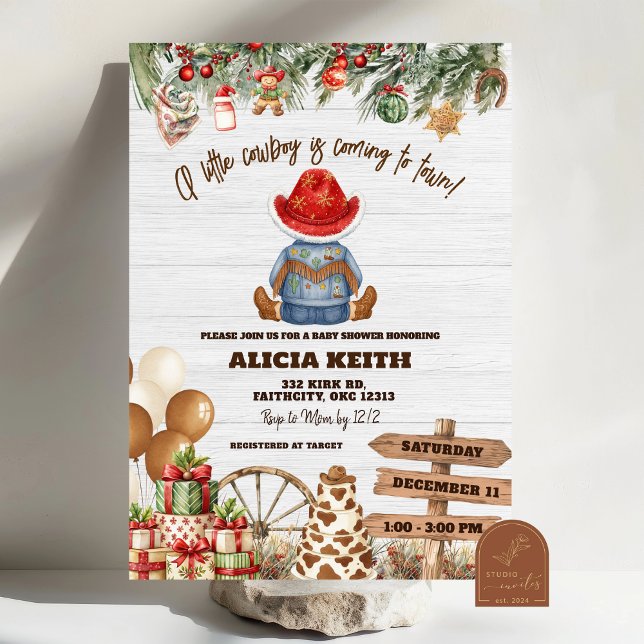 Invitación Christmas A Little Cowboy Baby Shower Invitation (Subido por el creador)
