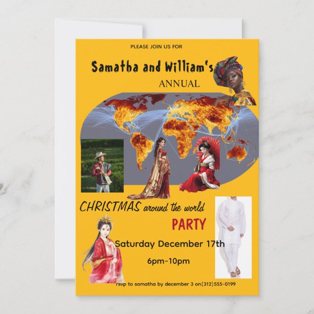 Invitación Christmas Around The World Party Invitation (Anverso)