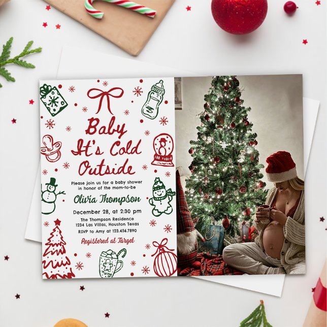 Invitación Christmas Baby It's Cold Outside Baby Shower Photo (Subido por el creador)