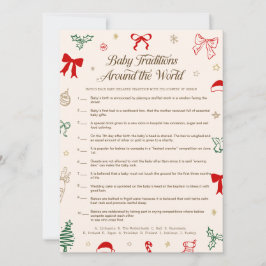 Invitación Christmas Baby Shower Baby Traditions Game Card