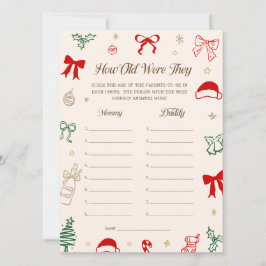 Invitación Christmas Baby Shower Guess the Age Game Card